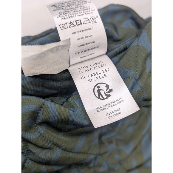 Outerknown Bomber Puffer Jacket Mens Medium Reversible Tribal Green Evolution - Picture 7 of 11